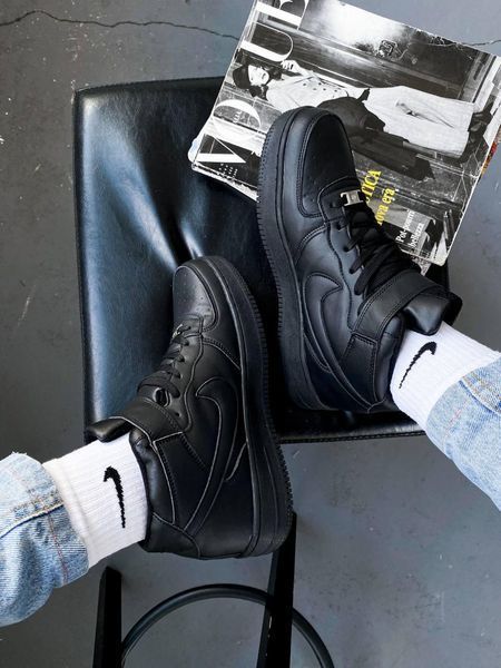 Кросівки Nike Air Force High Black | Шкіряні кросівки FH010104-ТА фото