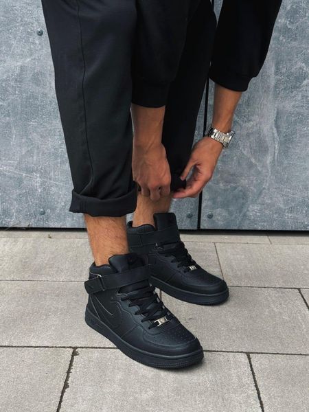 Кросівки Nike Air Force High Black | Шкіряні кросівки FH010104-ТА фото