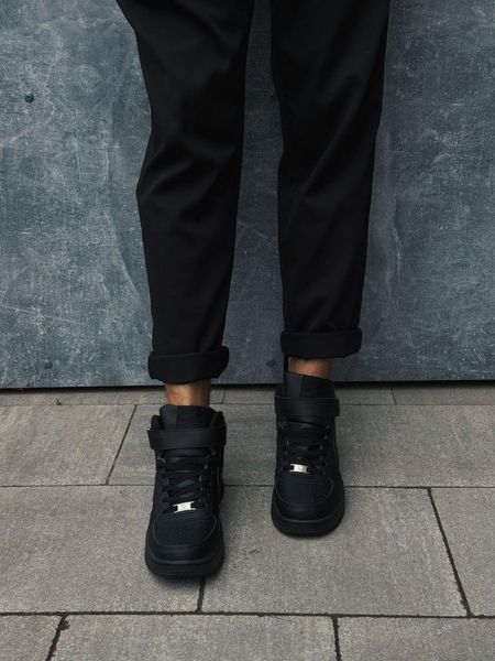 Кросівки Nike Air Force High Black | Шкіряні кросівки FH010104-ТА фото
