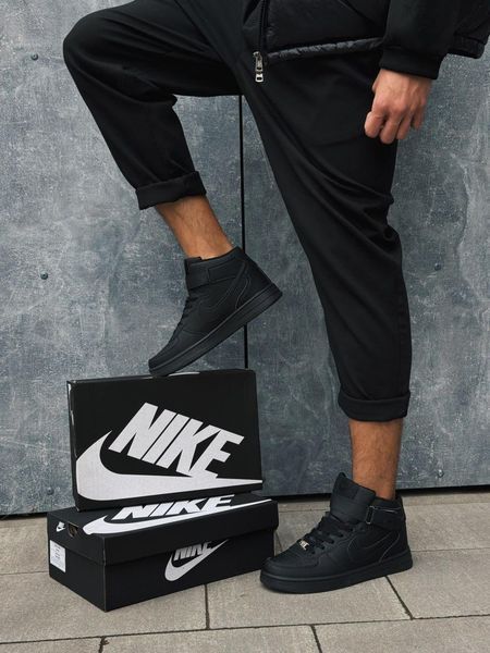 Кросівки Nike Air Force High Black | Шкіряні кросівки FH010104-ТА фото