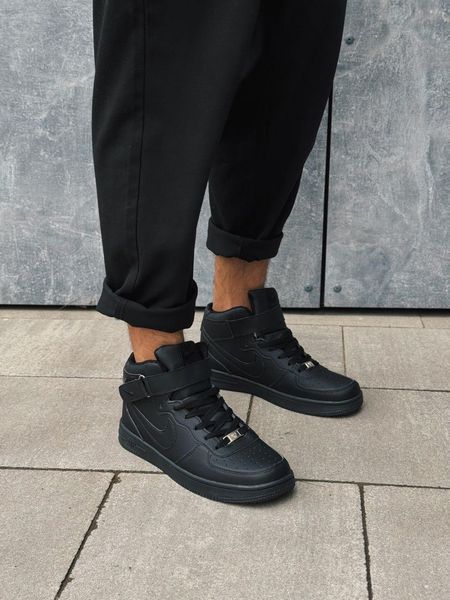 Кросівки Nike Air Force High Black | Шкіряні кросівки FH010104-ТА фото
