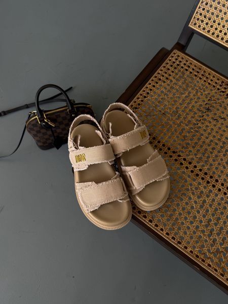 Dior Sandals Beige Jeans | Стильні текстильні босоніжки | Жіночі сандалі Франція D050 фото