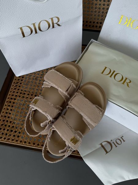 Dior Sandals Beige Jeans | Стильні текстильні босоніжки | Жіночі сандалі Франція D050 фото