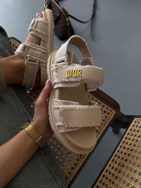 Dior Sandals Beige Jeans | Стильні текстильні босоніжки | Жіночі сандалі Франція D050 фото