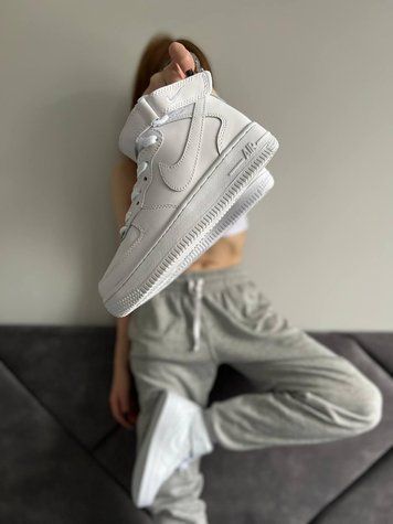 Кросівки Nike Air Force High White | Шкіряні кросівки FH011104-ТА фото