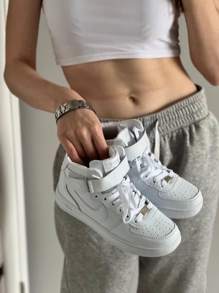 Кросівки Nike Air Force High White | Шкіряні кросівки FH011104-ТА фото