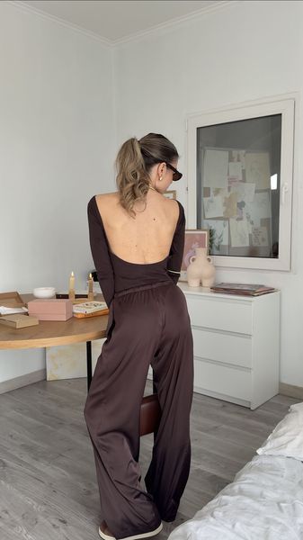 Боді з відкритою спинкою шоколад | М'яка натуральна бавовна M Body фото