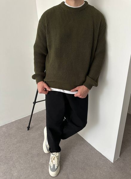 Вʼязаний оверсайз светр Cropped Fit LA153 фото