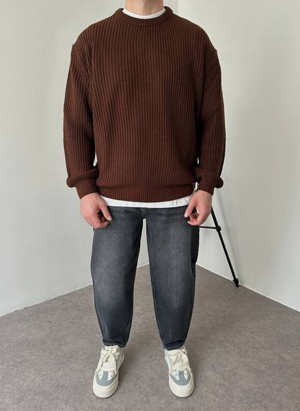 Вʼязаний оверсайз светр Cropped Fit LA153 фото