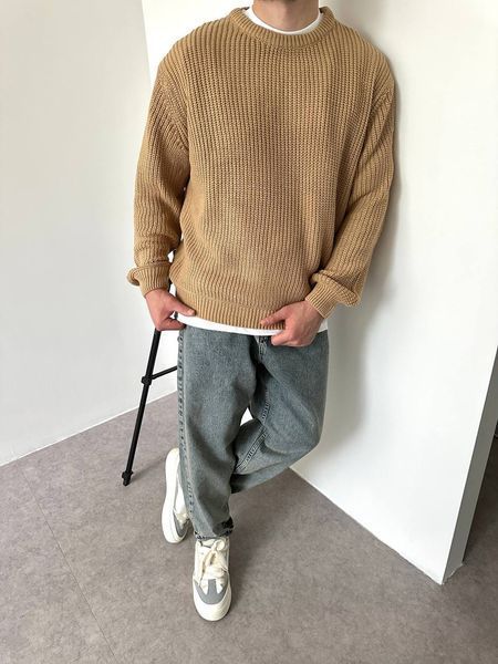 Вʼязаний оверсайз светр Cropped Fit LA153 фото