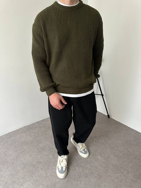 Вʼязаний оверсайз светр Cropped Fit LA153 фото