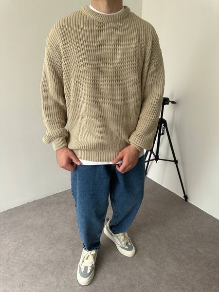 Вʼязаний оверсайз светр Cropped Fit LA153 фото