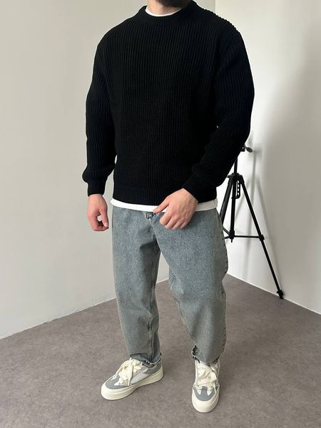 Вʼязаний оверсайз светр Cropped Fit LA153 фото