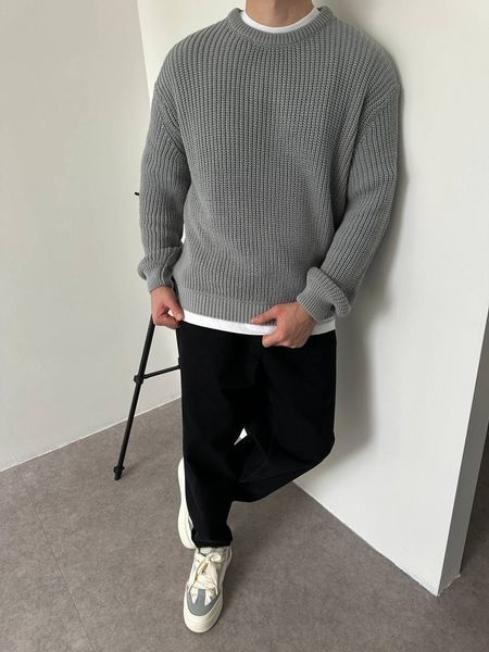 Вʼязаний оверсайз светр Cropped Fit LA153 фото