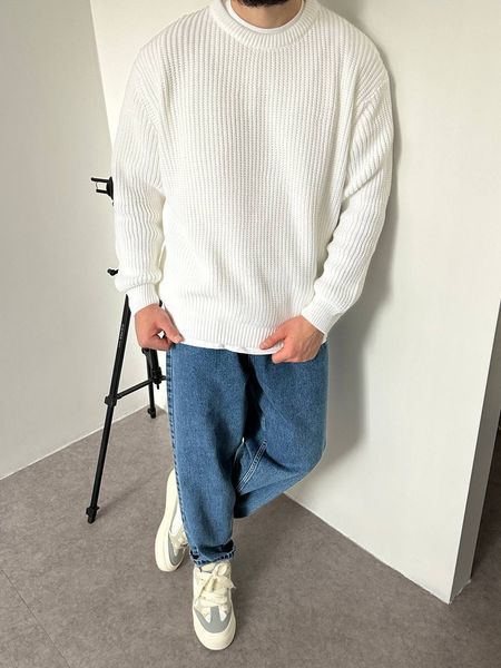 Вʼязаний оверсайз светр Cropped Fit LA153 фото
