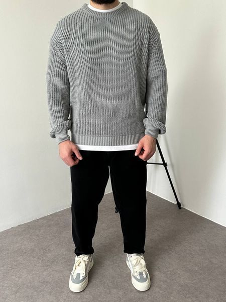 Вʼязаний оверсайз светр Cropped Fit LA153 фото
