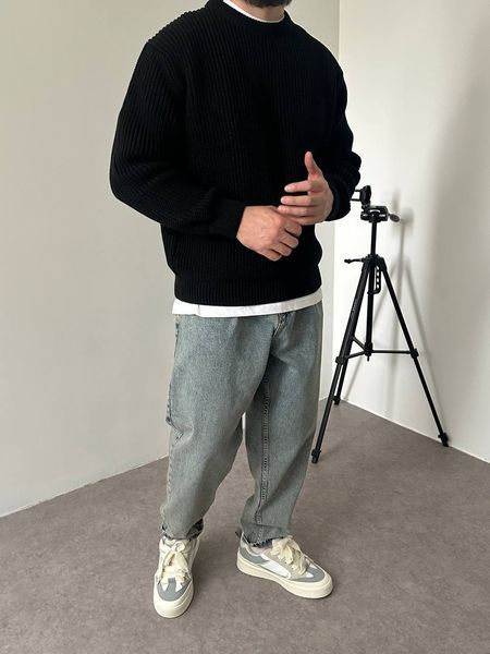 Вʼязаний оверсайз светр Cropped Fit LA153 фото