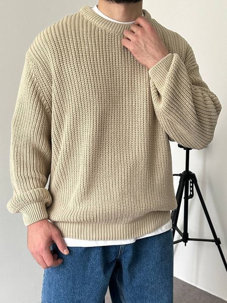 Вʼязаний оверсайз светр Cropped Fit LA153 фото