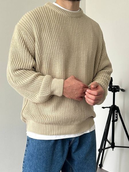 Вʼязаний оверсайз светр Cropped Fit LA153 фото