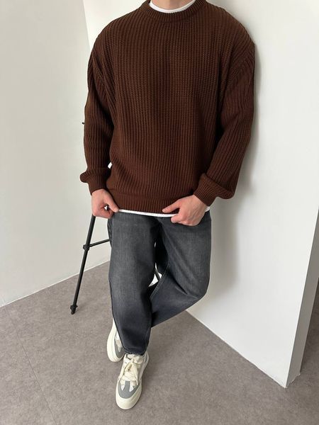 Вʼязаний оверсайз светр Cropped Fit LA153 фото