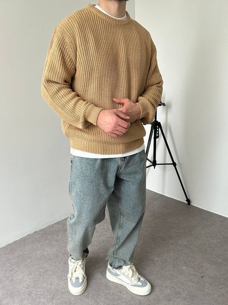 Вʼязаний оверсайз светр Cropped Fit LA153 фото