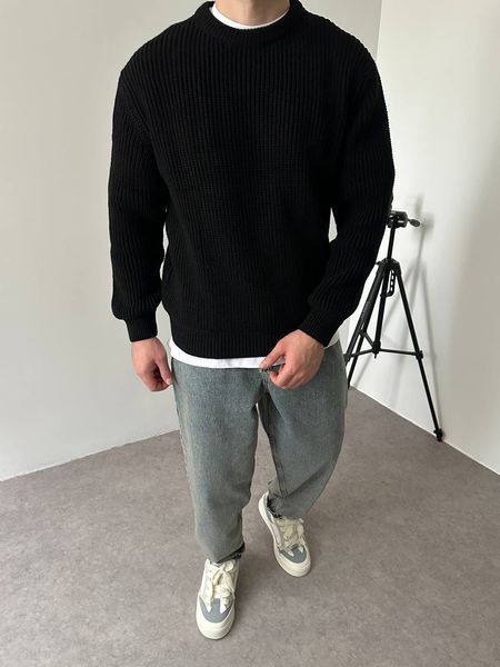 Вʼязаний оверсайз светр Cropped Fit LA153 фото