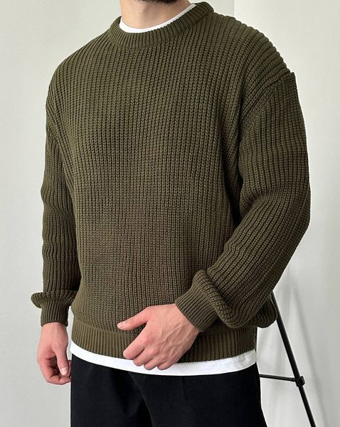 Вʼязаний оверсайз светр Cropped Fit LA153 фото