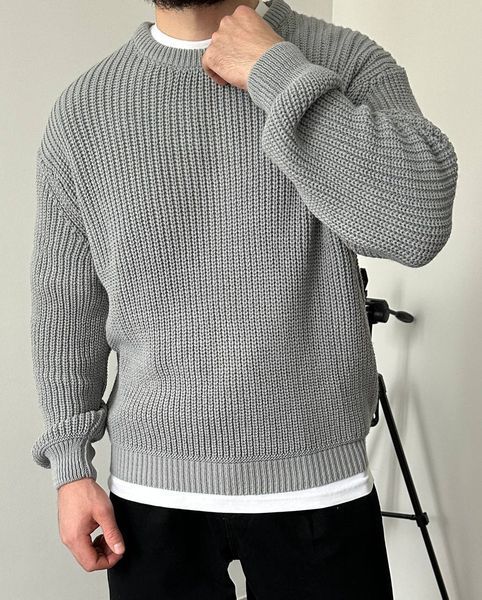 Вʼязаний оверсайз светр Cropped Fit LA153 фото