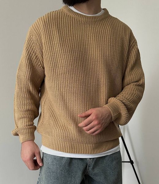 Вʼязаний оверсайз светр Cropped Fit LA153 фото